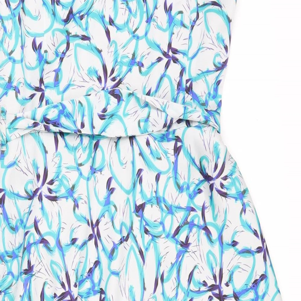 Alex & Co Womens Multicoloured Geometric Polyester Fit & Flare  Size 16  Roll Neck Zip