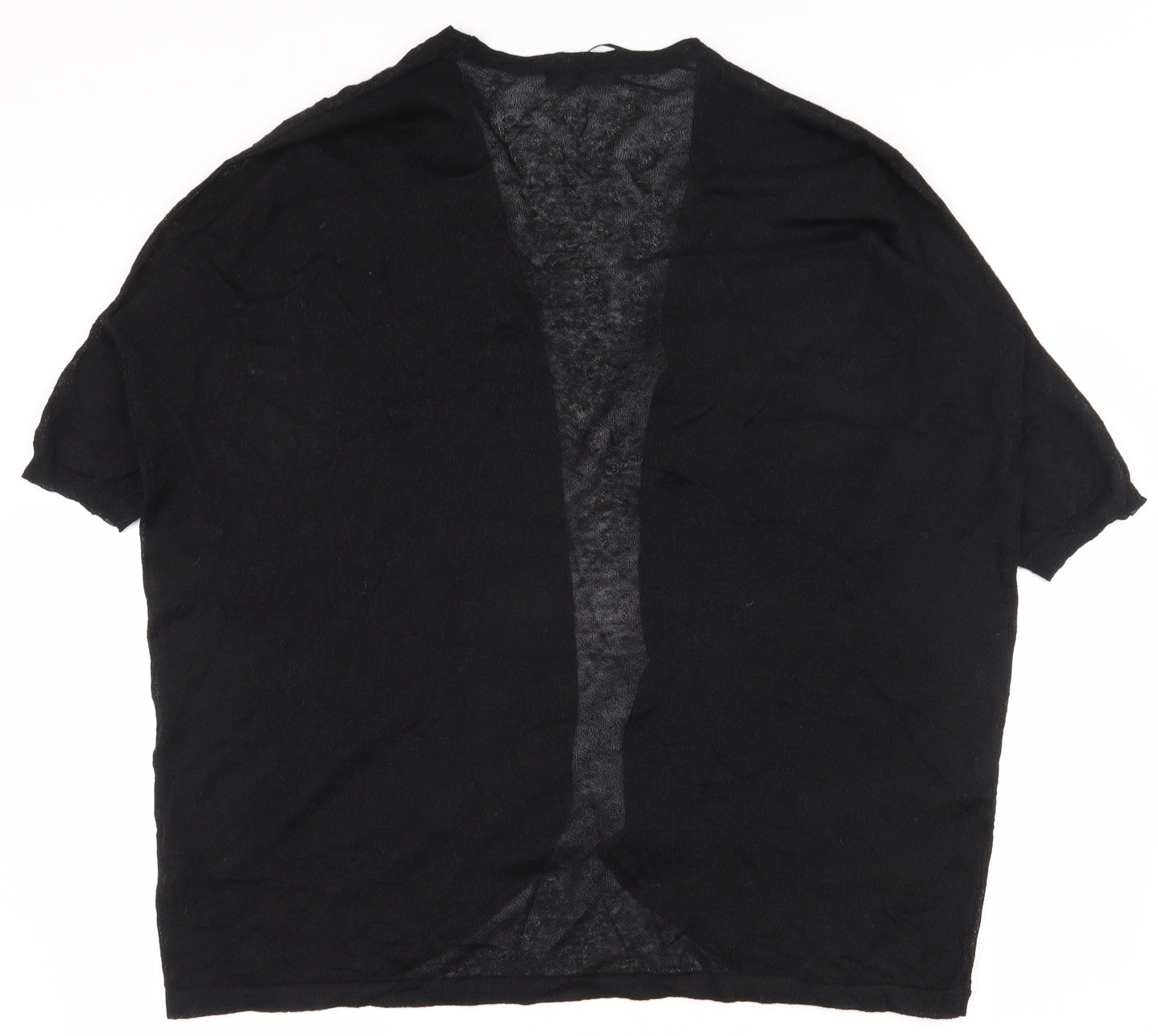 George Womens Black V-Neck  Linen Cardigan Jumper Size L