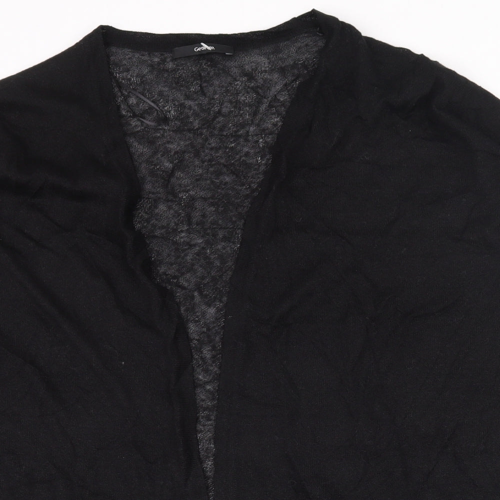 George Womens Black V-Neck  Linen Cardigan Jumper Size L