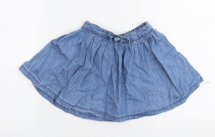 Dunnes Stores Girls Blue 100% Cotton Skater Skirt Size 12-18 Months Pull On
