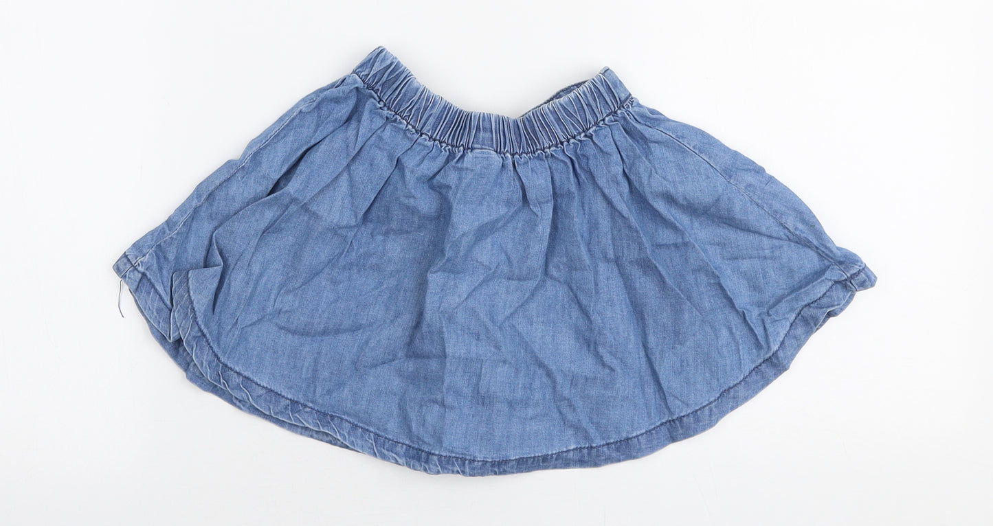 Dunnes Stores Girls Blue  100% Cotton Skater Skirt Size 12-18 Months  Pull On