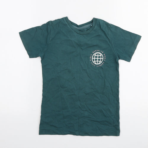 TU Boys Green  100% Cotton Jersey T-Shirt Size 6 Years Round Neck Pullover - Brooklyn