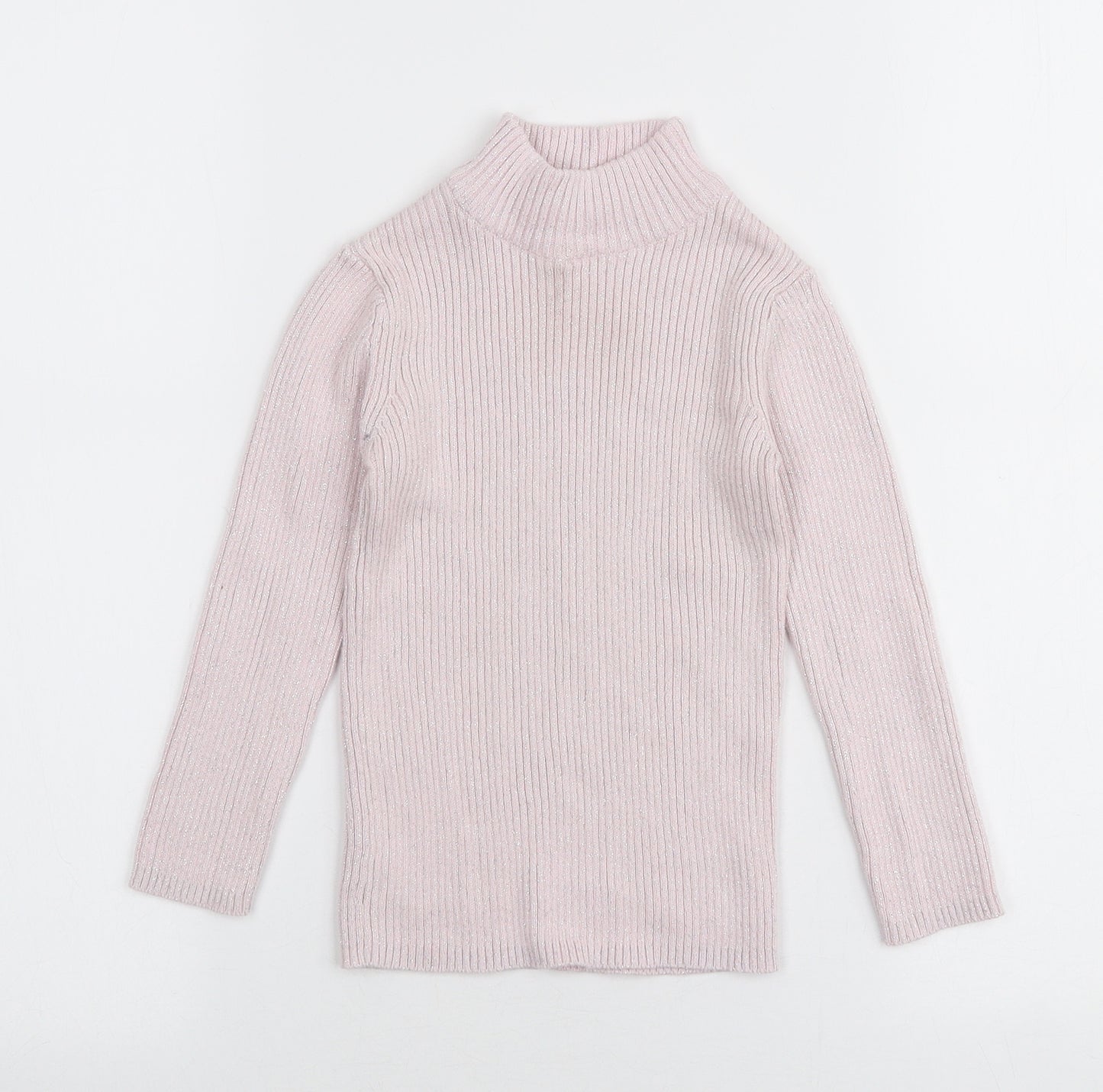 Dunnes Stores Girls Pink High Neck  Cotton Pullover Jumper Size 4 Years  Pullover