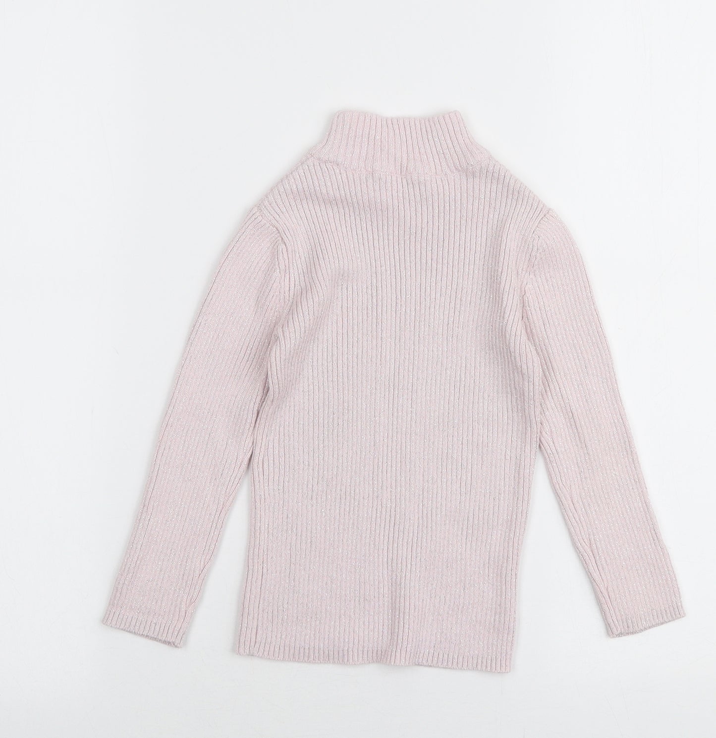 Dunnes Stores Girls Pink High Neck  Cotton Pullover Jumper Size 4 Years  Pullover
