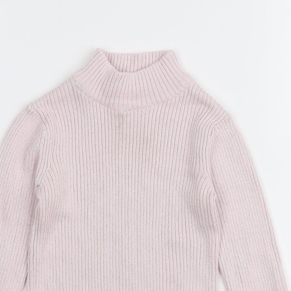 Dunnes Stores Girls Pink High Neck  Cotton Pullover Jumper Size 4 Years  Pullover