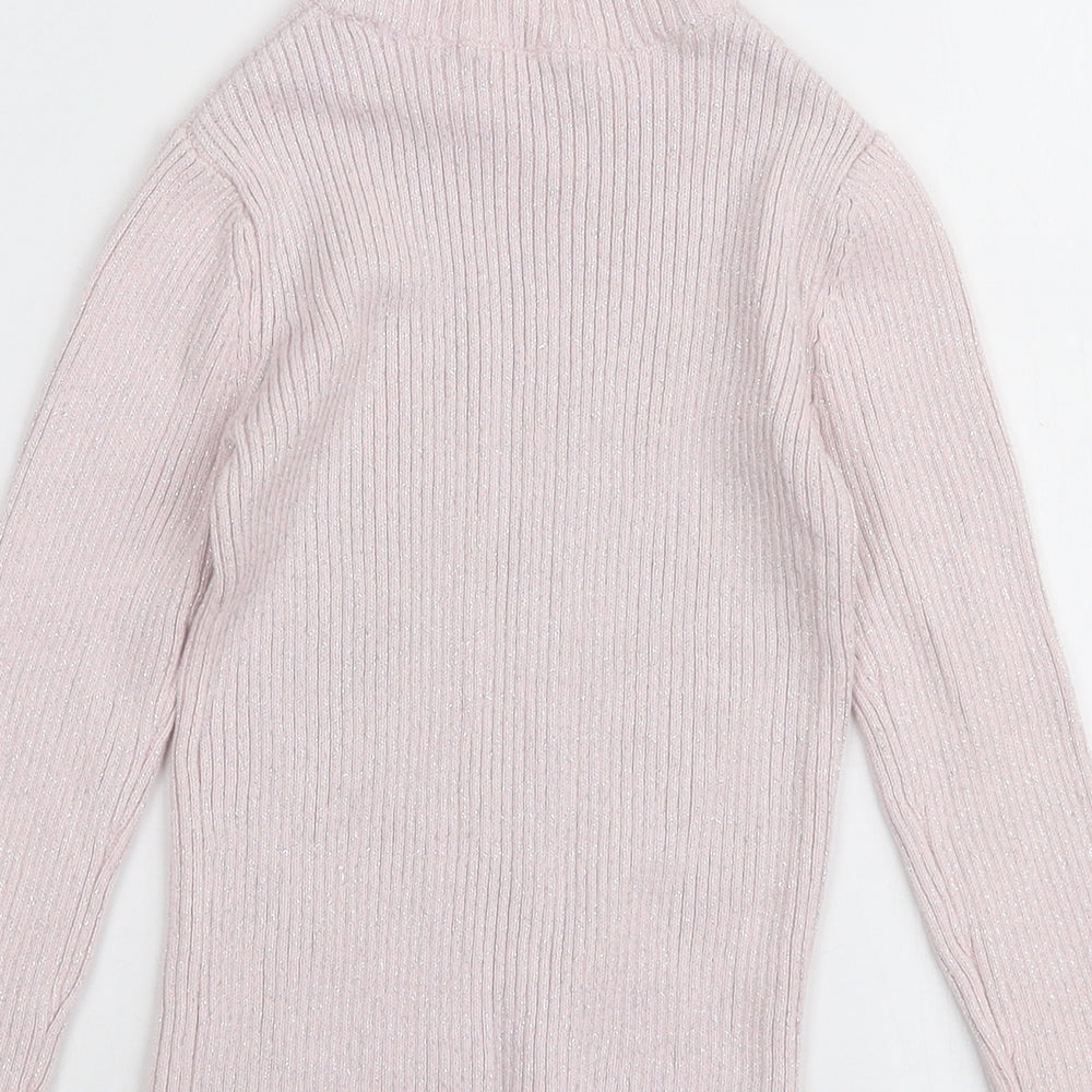 Dunnes Stores Girls Pink High Neck  Cotton Pullover Jumper Size 4 Years  Pullover