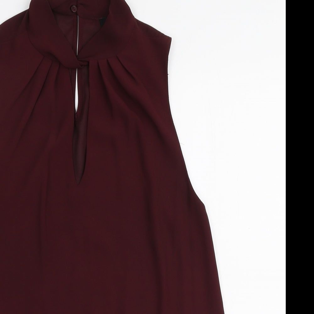 New Look Womens Red  Polyester Basic Blouse Size 12 Halter