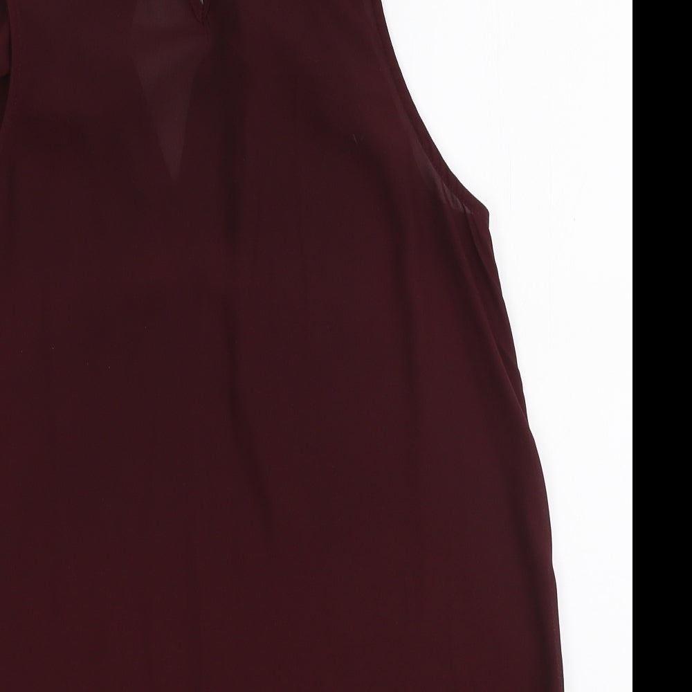 New Look Womens Red  Polyester Basic Blouse Size 12 Halter