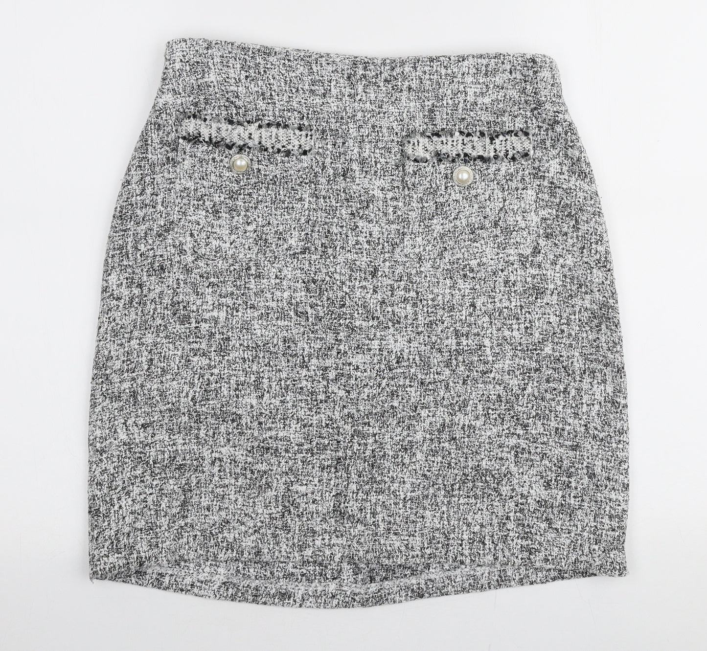 Dunnes Stores Womens Grey  Polyester A-Line Skirt Size 12   Zip