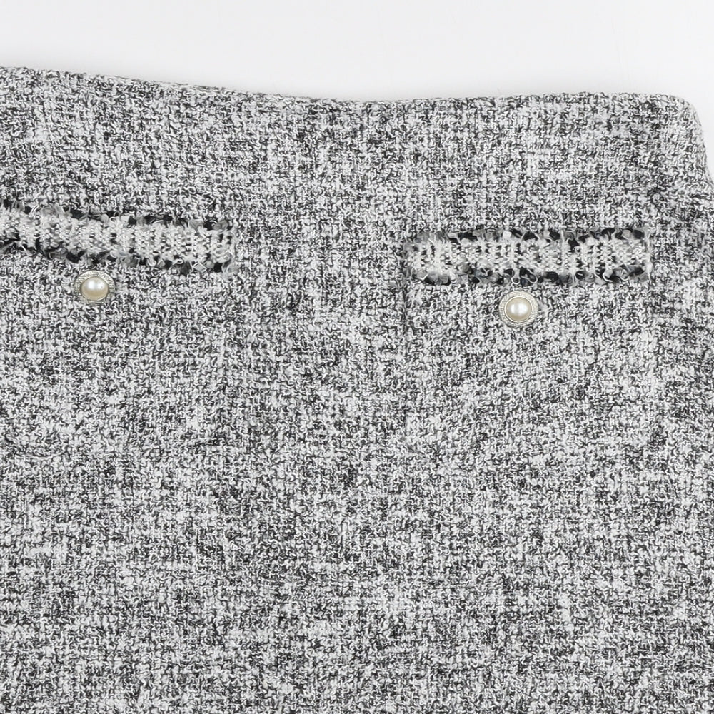 Dunnes Stores Womens Grey  Polyester A-Line Skirt Size 12   Zip