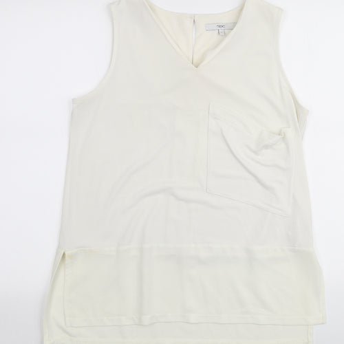 NEXT Womens Ivory  Polyester Basic Blouse Size 12 Round Neck