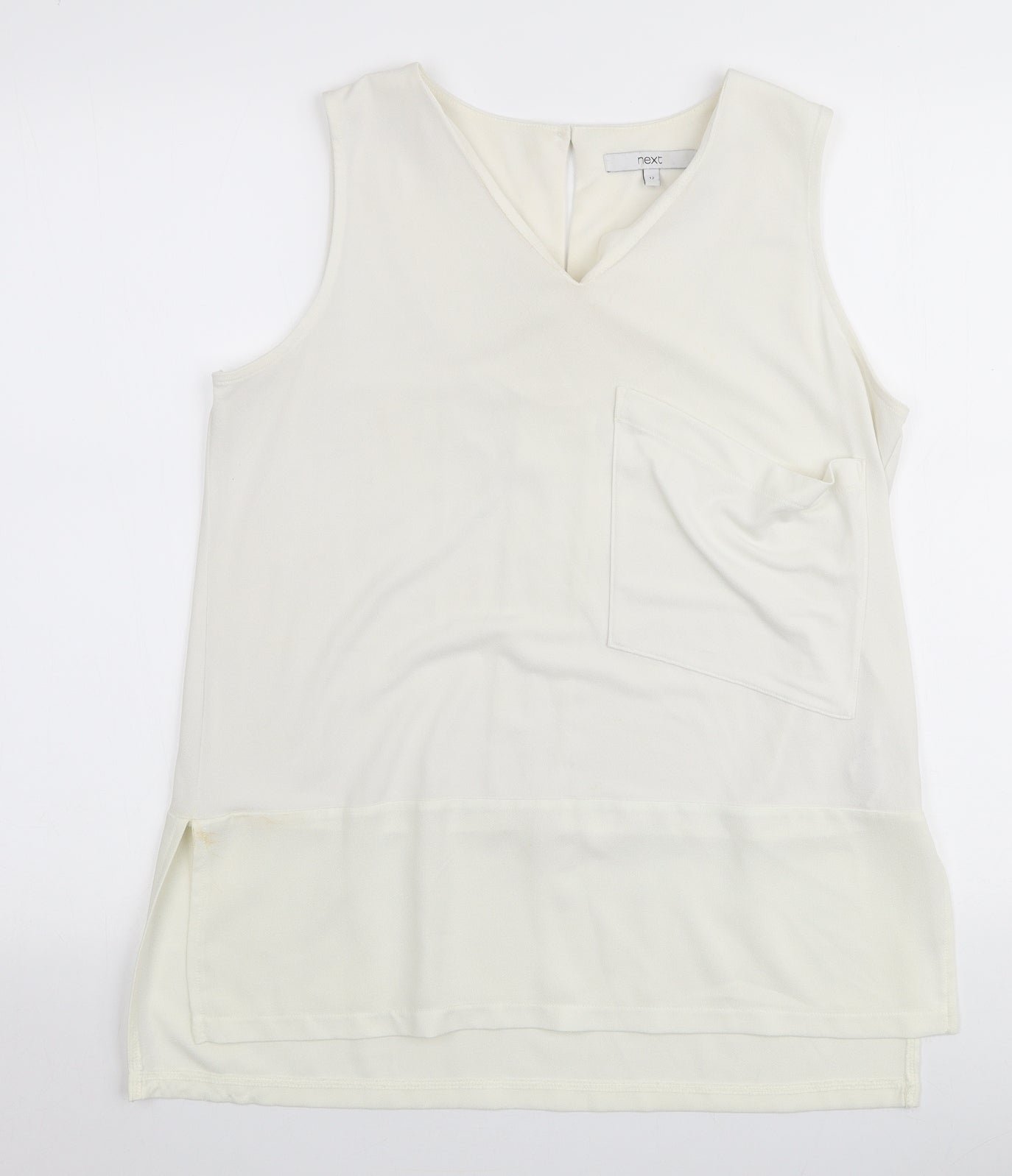 NEXT Womens Ivory  Polyester Basic Blouse Size 12 Round Neck