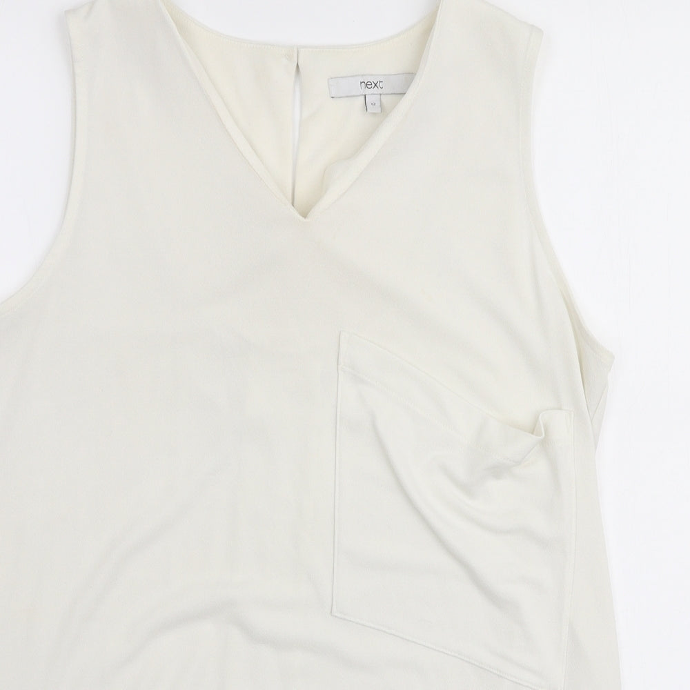 NEXT Womens Ivory  Polyester Basic Blouse Size 12 Round Neck