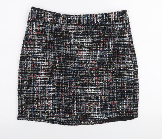 Front view of Papaya women’s multicoloured polyester a-line skirt, size UK 12, zip
