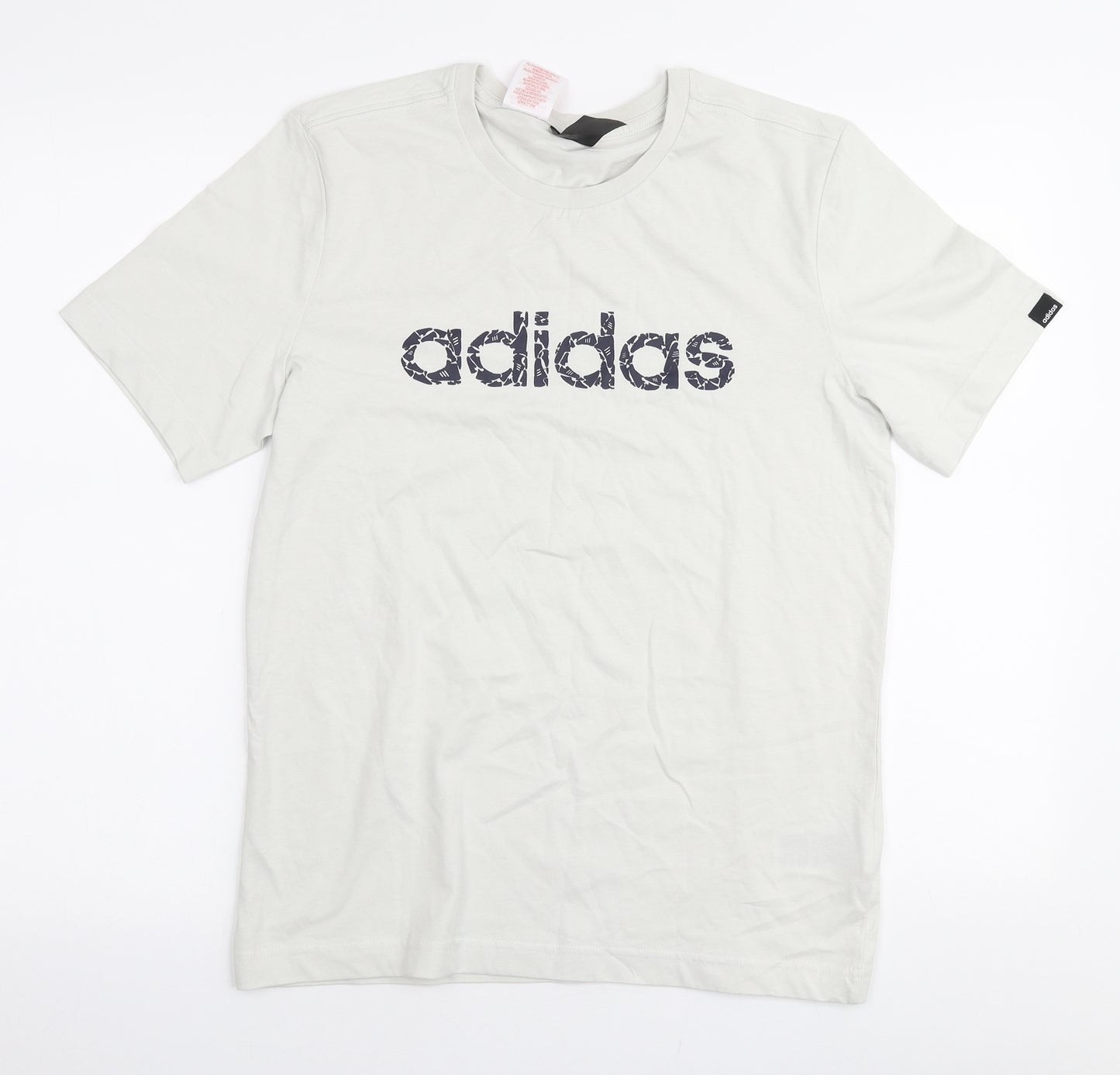 adidas Boys Ivory  100% Cotton Jersey T-Shirt Size 13-14 Years Round Neck Pullover