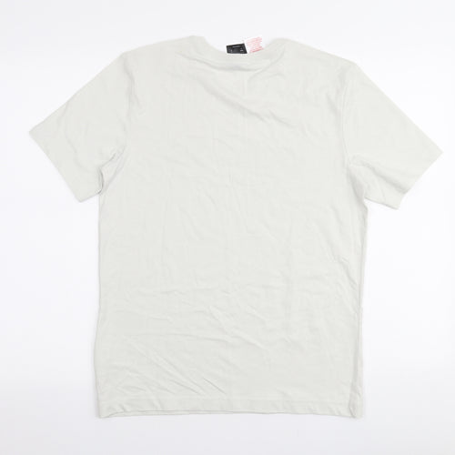 adidas Boys Ivory  100% Cotton Jersey T-Shirt Size 13-14 Years Round Neck Pullover