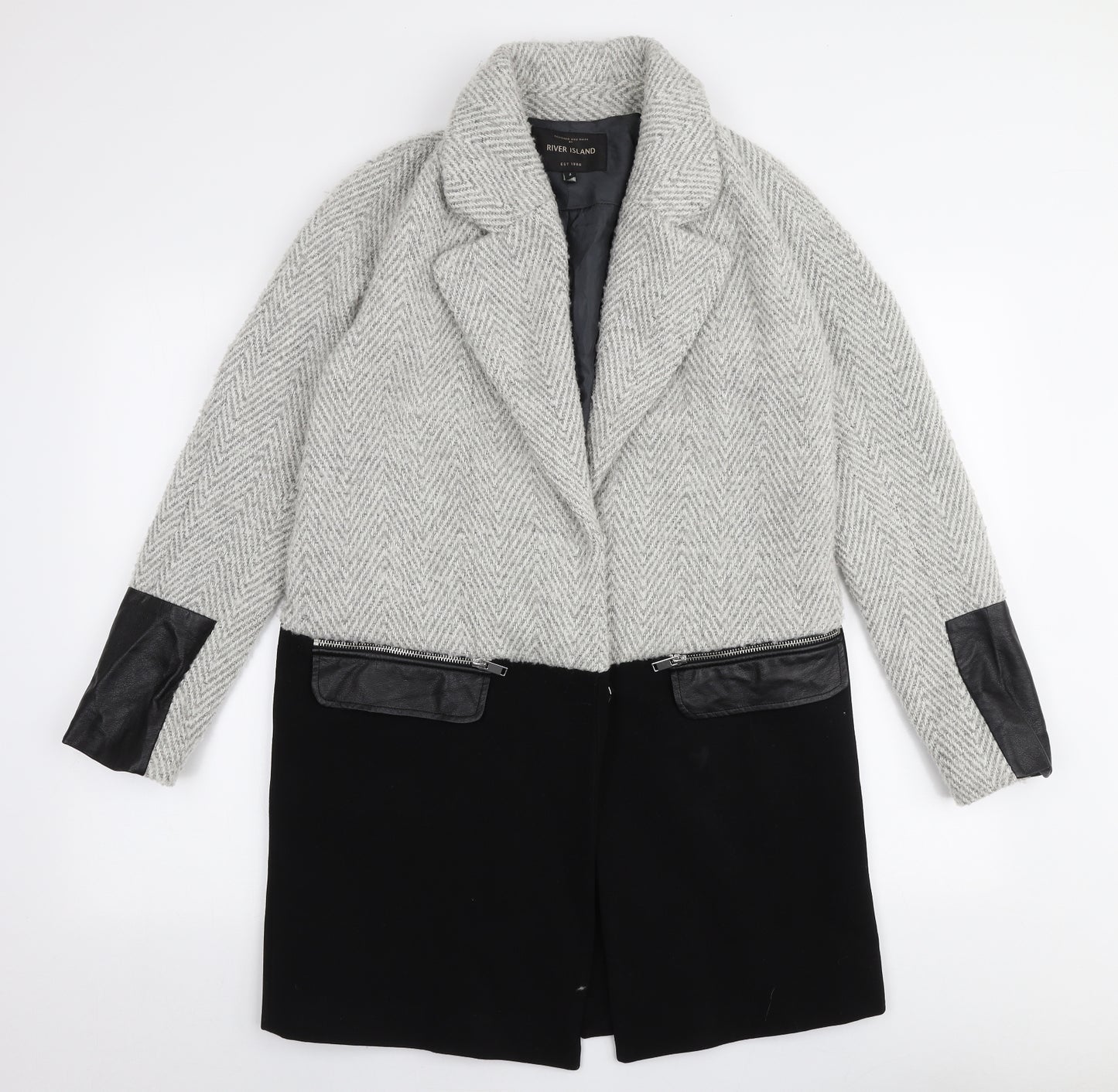 River Island Womens Multicoloured   Overcoat Coat Size 8  Button