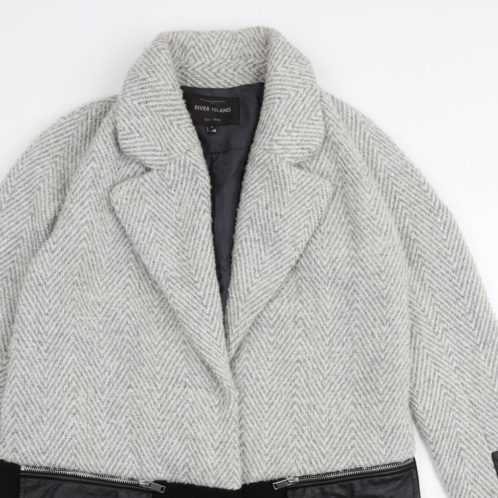 River Island Womens Multicoloured   Overcoat Coat Size 8  Button