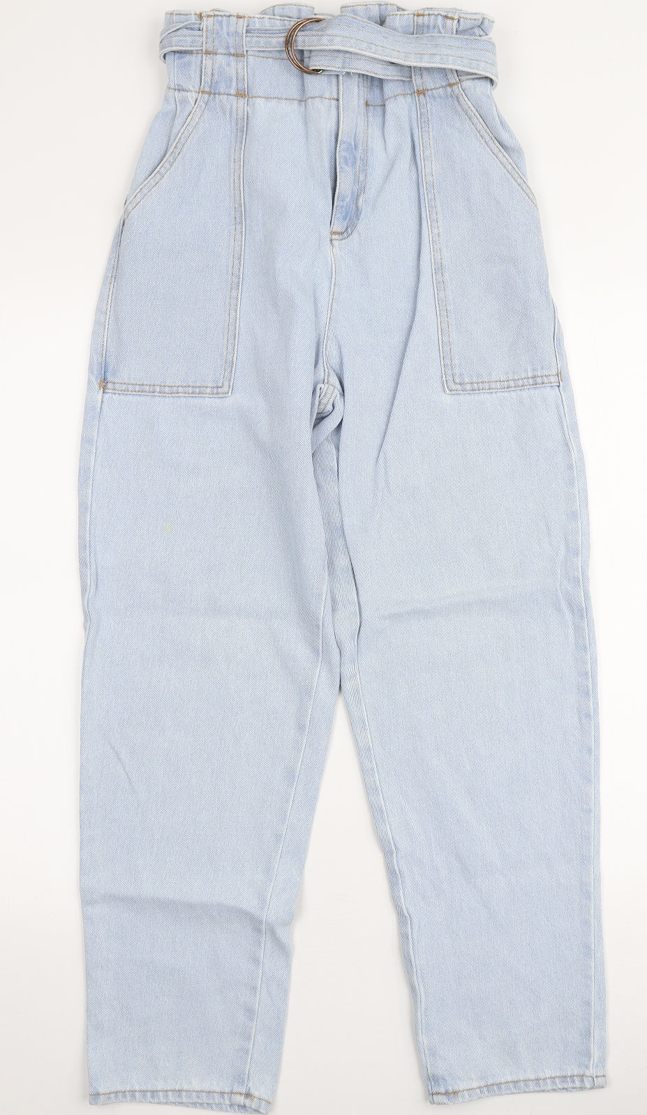 River Island Womens Blue  Polyester Mom Jeans Size 10 L28 in Regular Zip