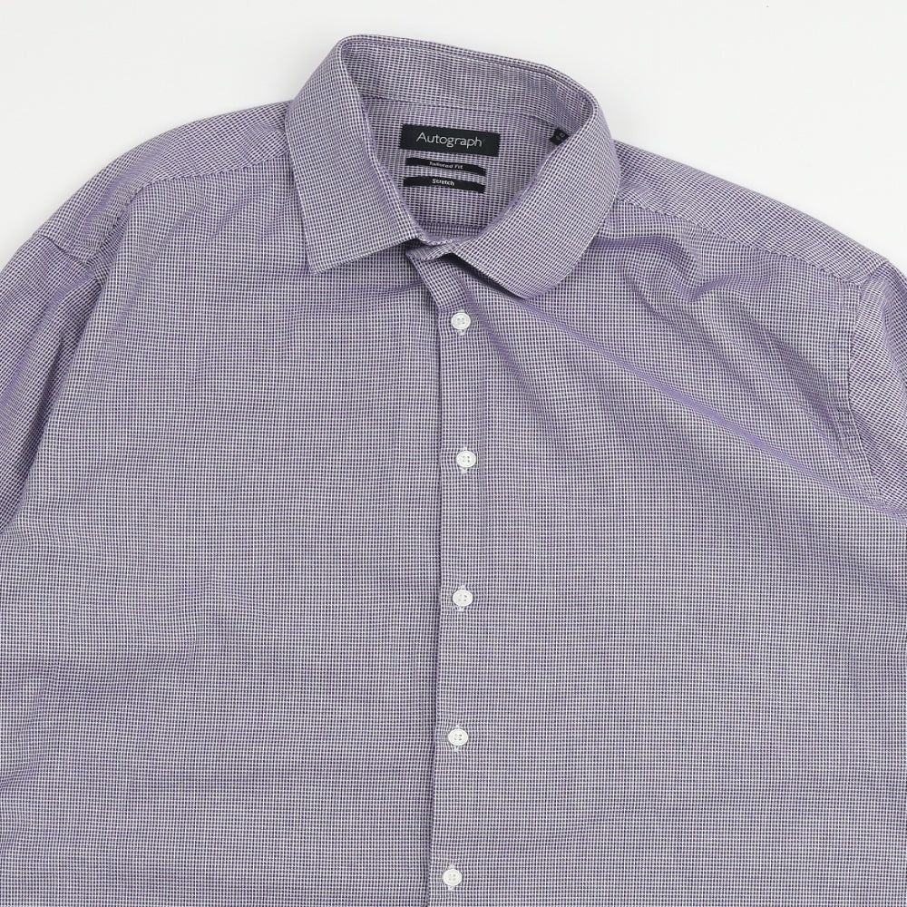 Autograph Mens Blue  Cotton  Dress Shirt Size 16.5 Collared Button