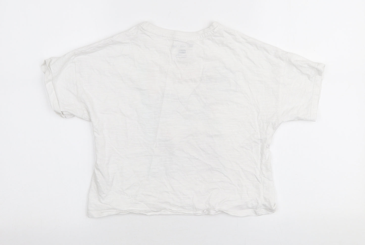 F&F Girls White  Cotton Cropped T-Shirt Size 10-11 Years Round Neck Pullover - Dalmation