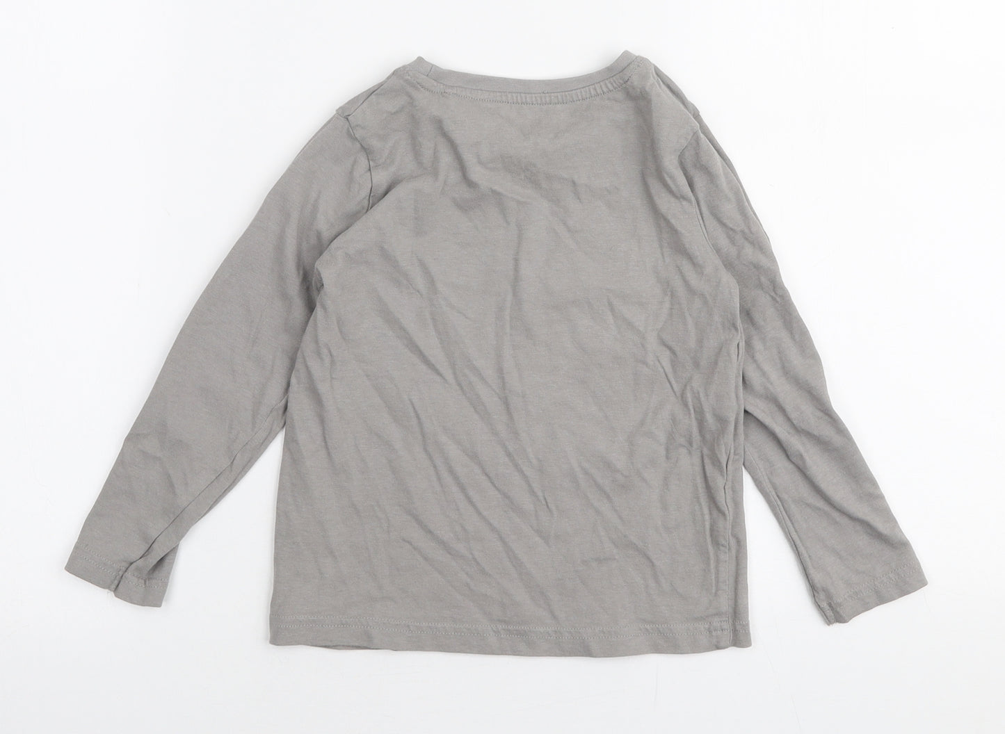TU Boys Grey  100% Cotton Jersey T-Shirt Size 2-3 Years Round Neck Pullover - Big bro