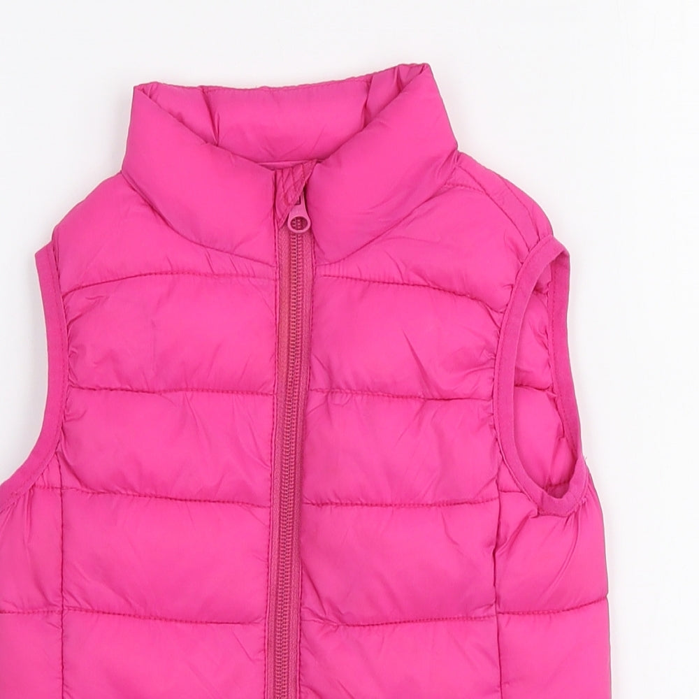 Dunnes Stores Girls Pink   Gilet Jacket Size 3-4 Years  Zip