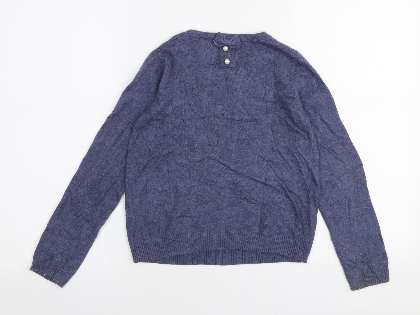 Yumi Girls Blue Round Neck  Angora Pullover Jumper Size 11-12 Years  Pullover - Owl