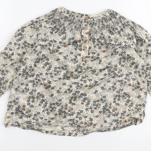 NEXT Girls Multicoloured Floral 100% Cotton Basic Blouse Size 4-5 Years Round Neck Button