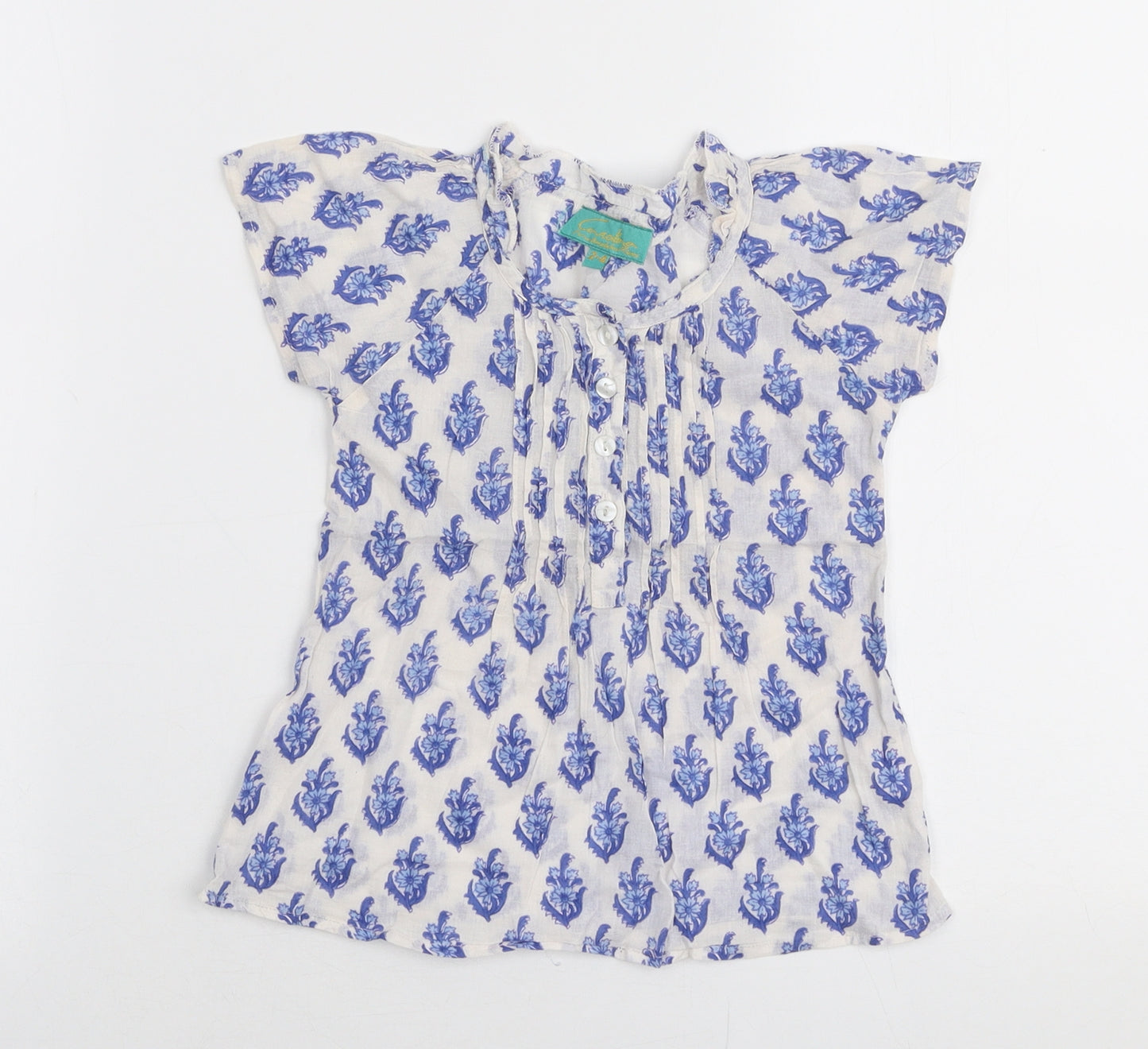 Carolina Girls Multicoloured Floral 100% Cotton Basic Blouse Size 2-3 Years Round Neck Button