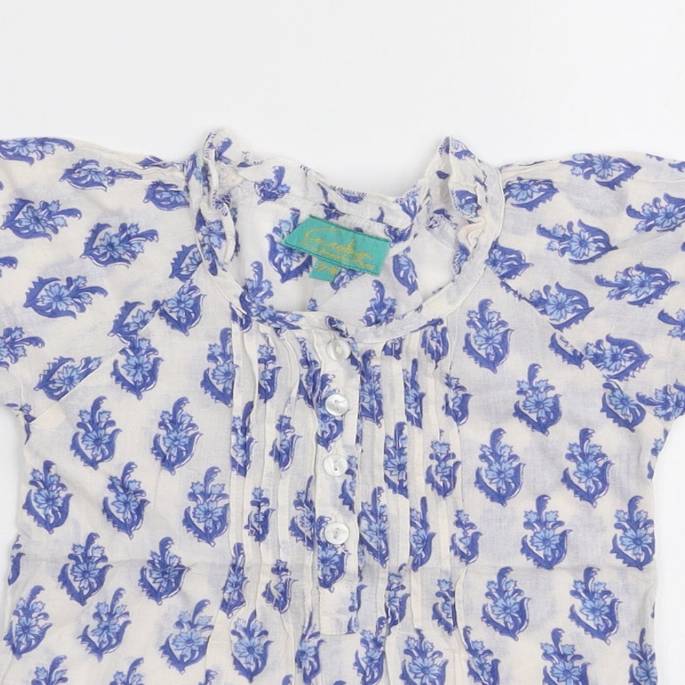 Carolina Girls Multicoloured Floral 100% Cotton Basic Blouse Size 2-3 Years Round Neck Button