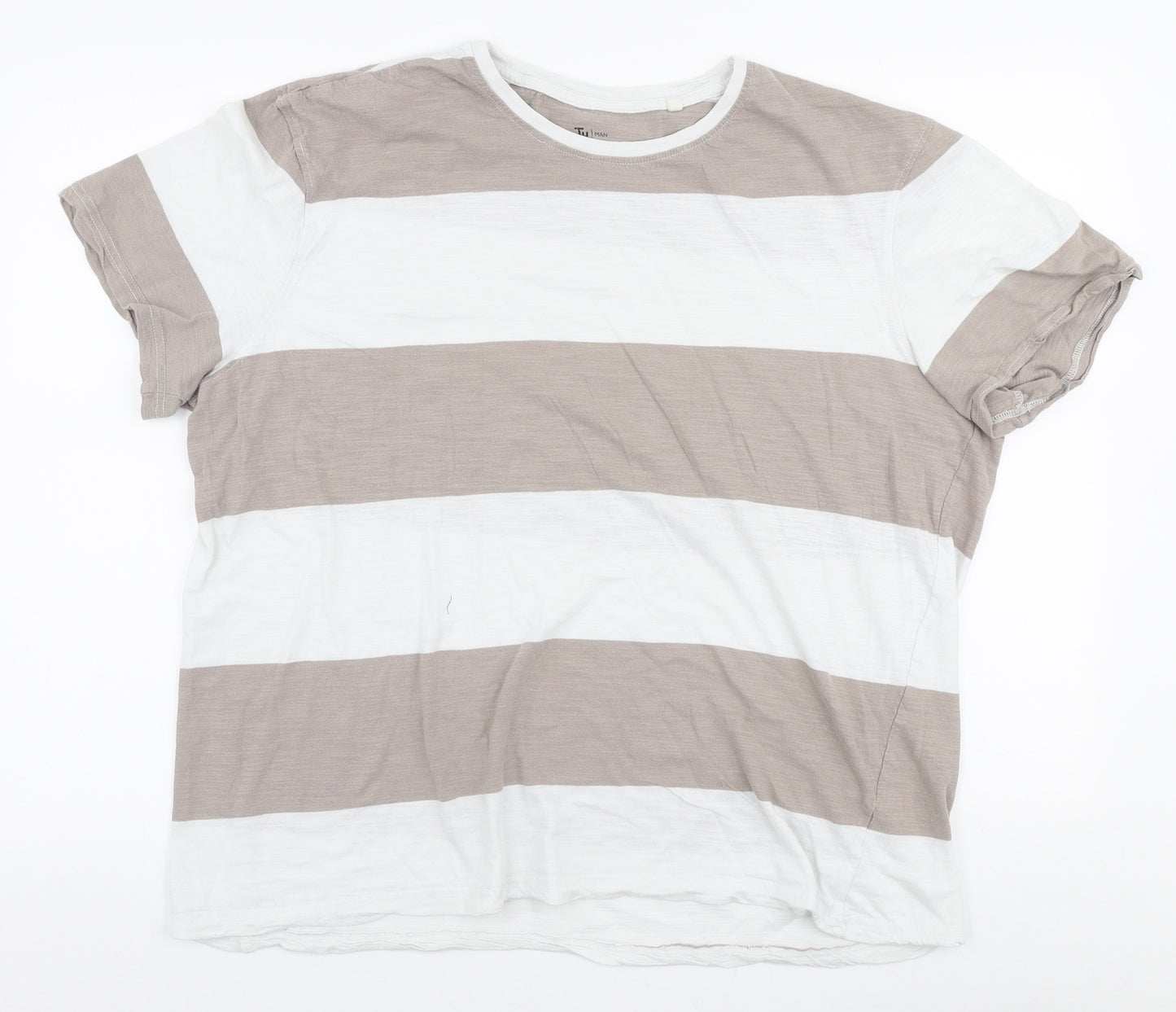 TU Mens Multicoloured Striped Cotton  T-Shirt Size XL Round Neck