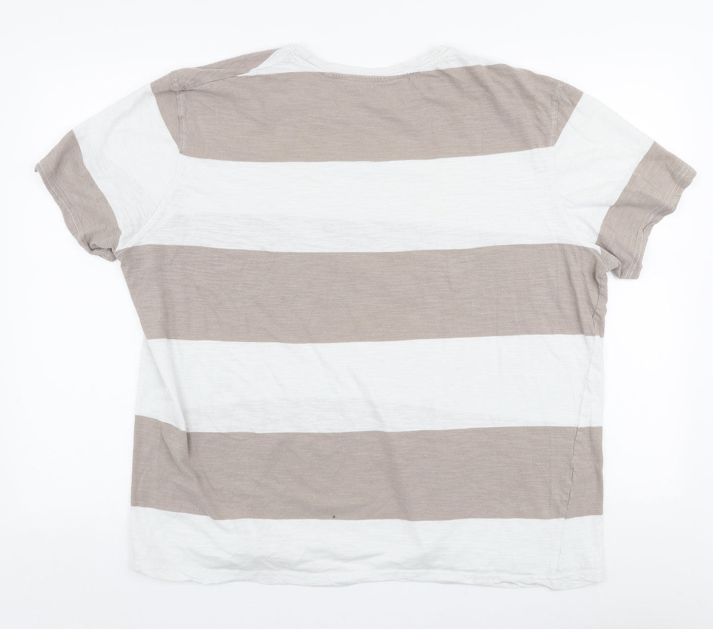 TU Mens Multicoloured Striped Cotton  T-Shirt Size XL Round Neck