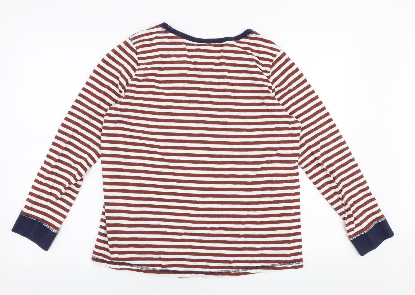 NEXT Womens Multicoloured Striped 100% Cotton Jersey T-Shirt Size 16 Round Neck