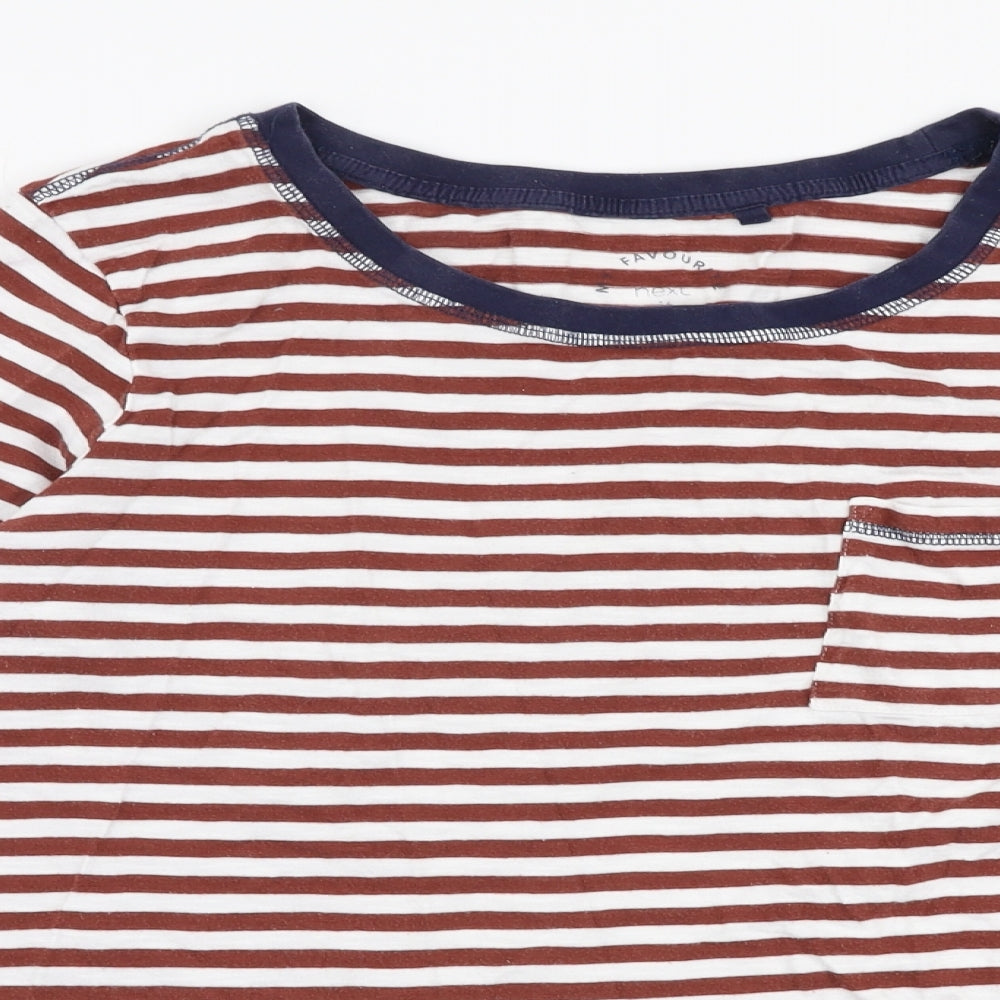 NEXT Womens Multicoloured Striped 100% Cotton Jersey T-Shirt Size 16 Round Neck