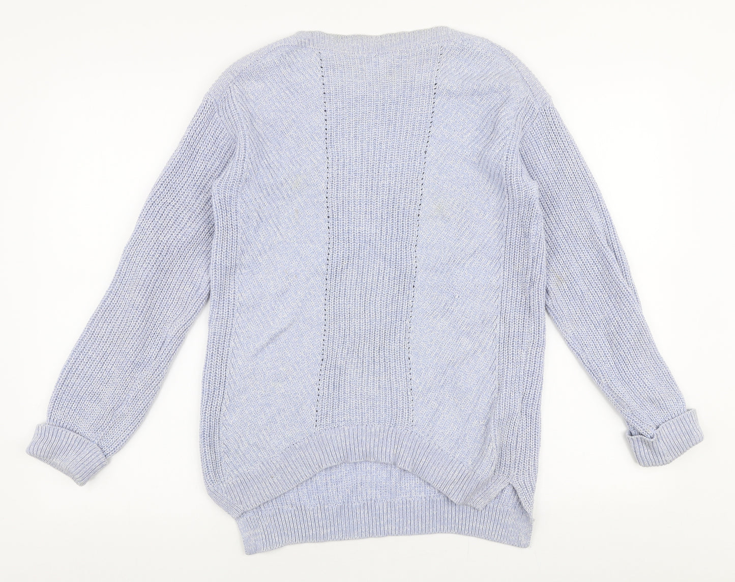 Marks and Spencer Womens Blue Boat Neck  Cotton Pullover Jumper Size S