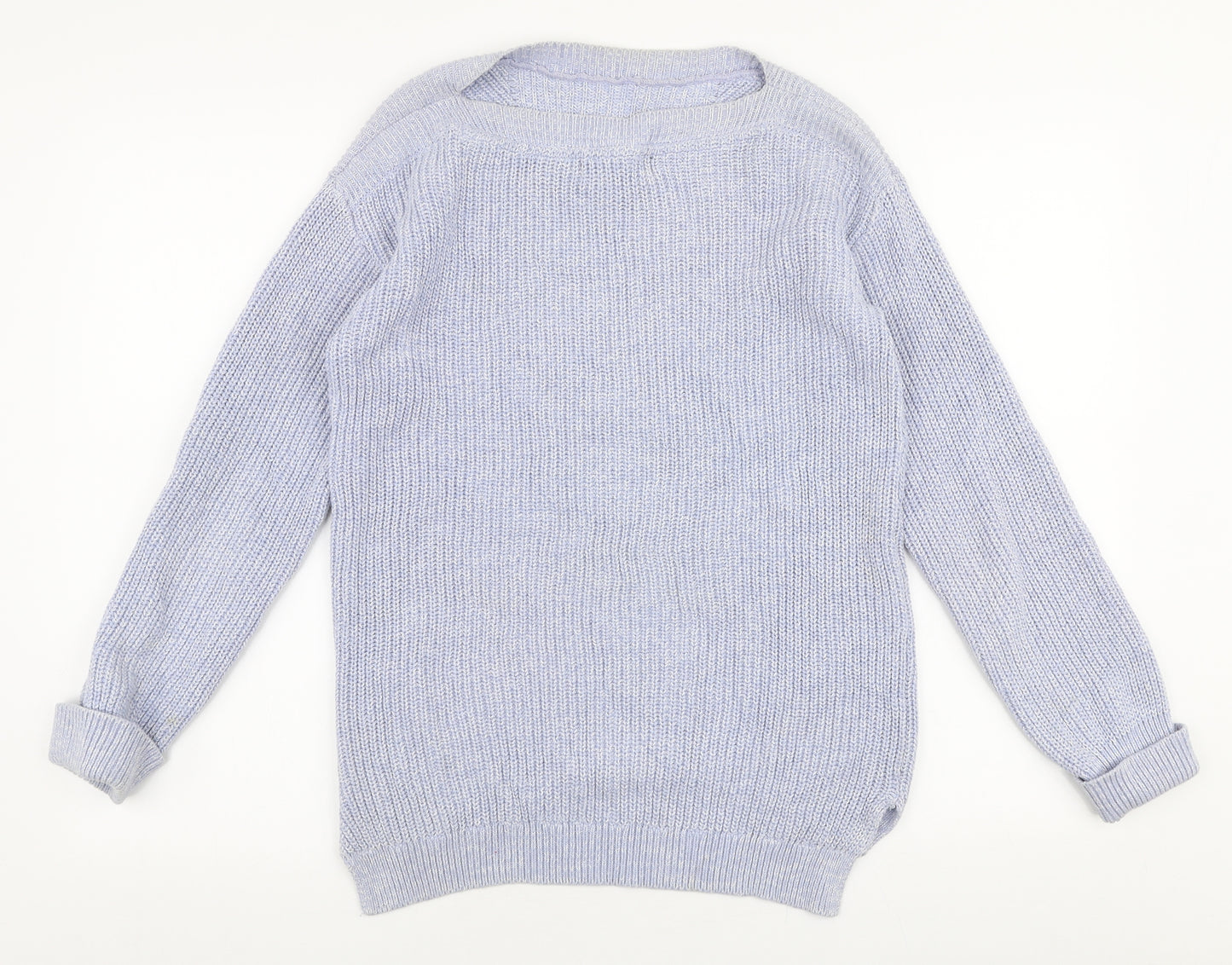 Marks and Spencer Womens Blue Boat Neck  Cotton Pullover Jumper Size S
