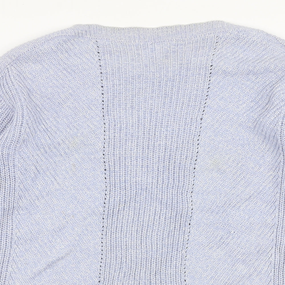 Marks and Spencer Womens Blue Boat Neck  Cotton Pullover Jumper Size S