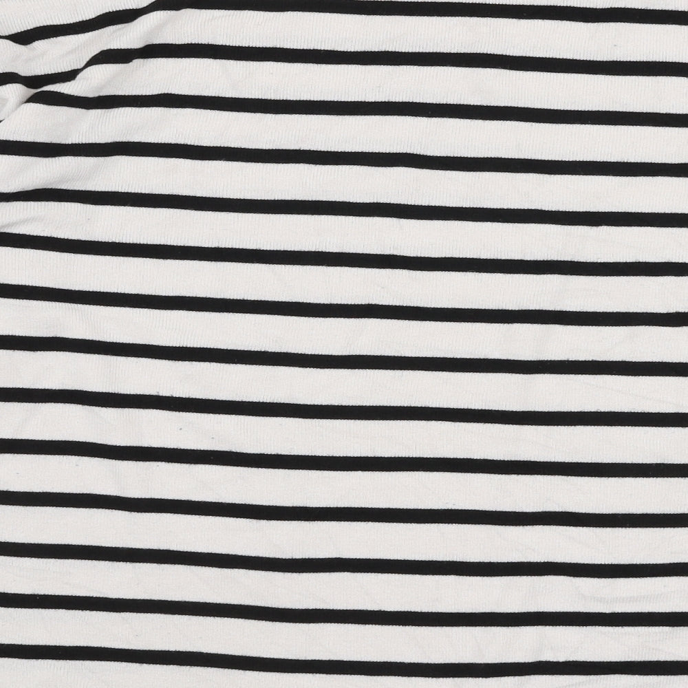 Zara Womens White Round Neck Striped Polyester Pullover Jumper Size M
