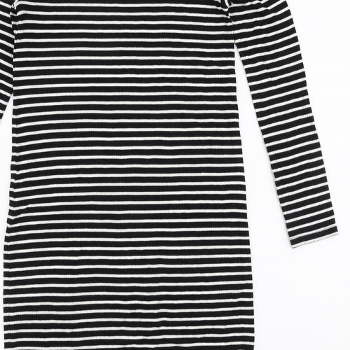 Marks and Spencer Girls Multicoloured Striped Viscose A-Line  Size 13-14 Years  High Neck Pullover