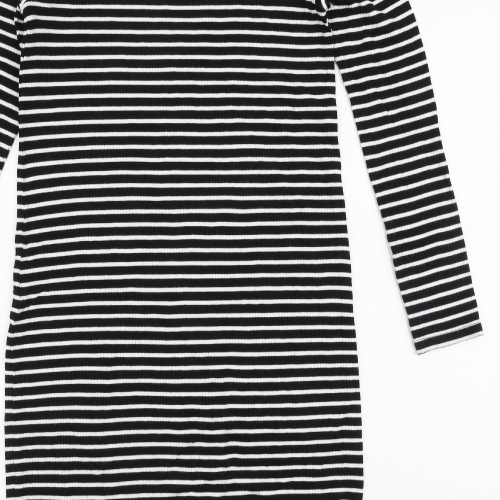 Marks and Spencer Girls Multicoloured Striped Viscose A-Line  Size 13-14 Years  High Neck Pullover