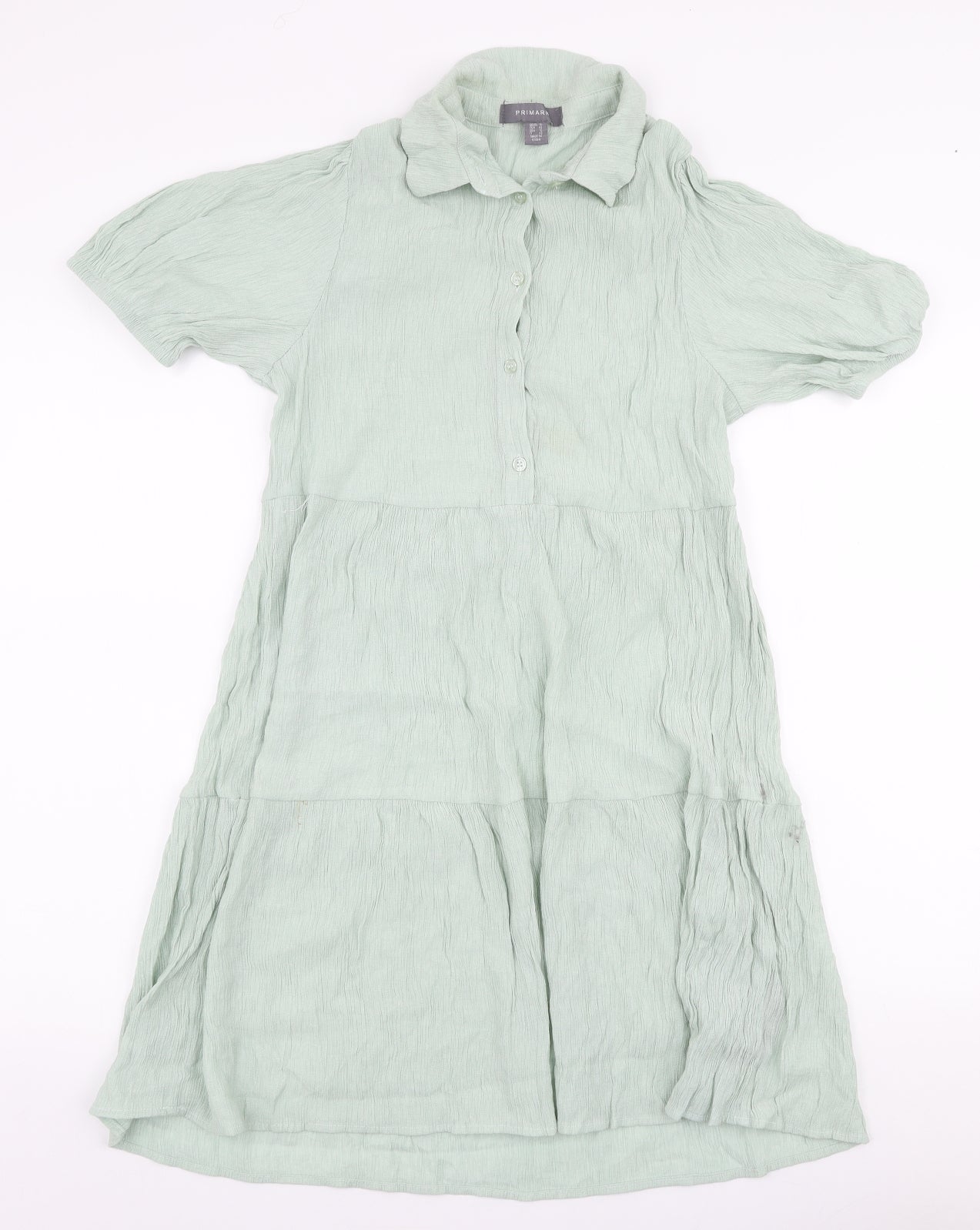 Primark Womens Green  Viscose Trapeze & Swing  Size 14  Collared Button - Smock dress