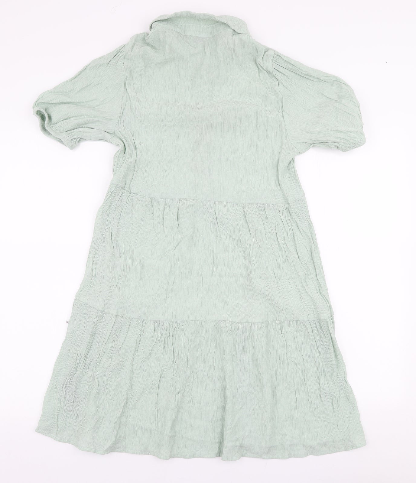 Primark Womens Green  Viscose Trapeze & Swing  Size 14  Collared Button - Smock dress