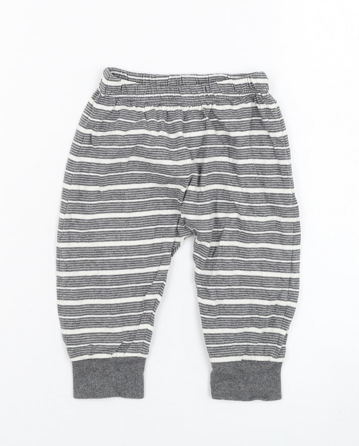 Lucy & Sam Boys Green Striped Cotton Jogger Trousers Size 9-12 Months  Pullover