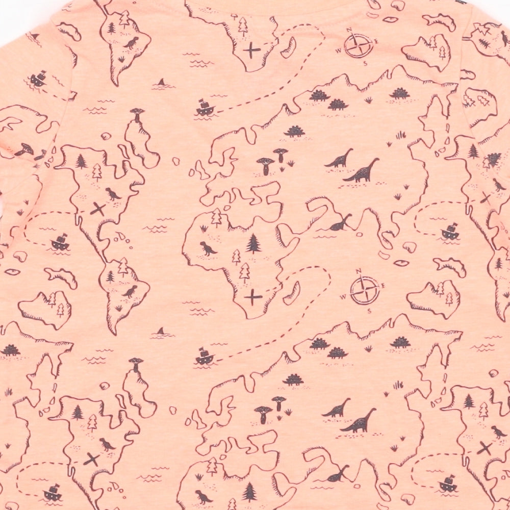 F&F Boys Pink  Cotton Basic T-Shirt Size 9-12 Months Off the Shoulder Pullover - Map