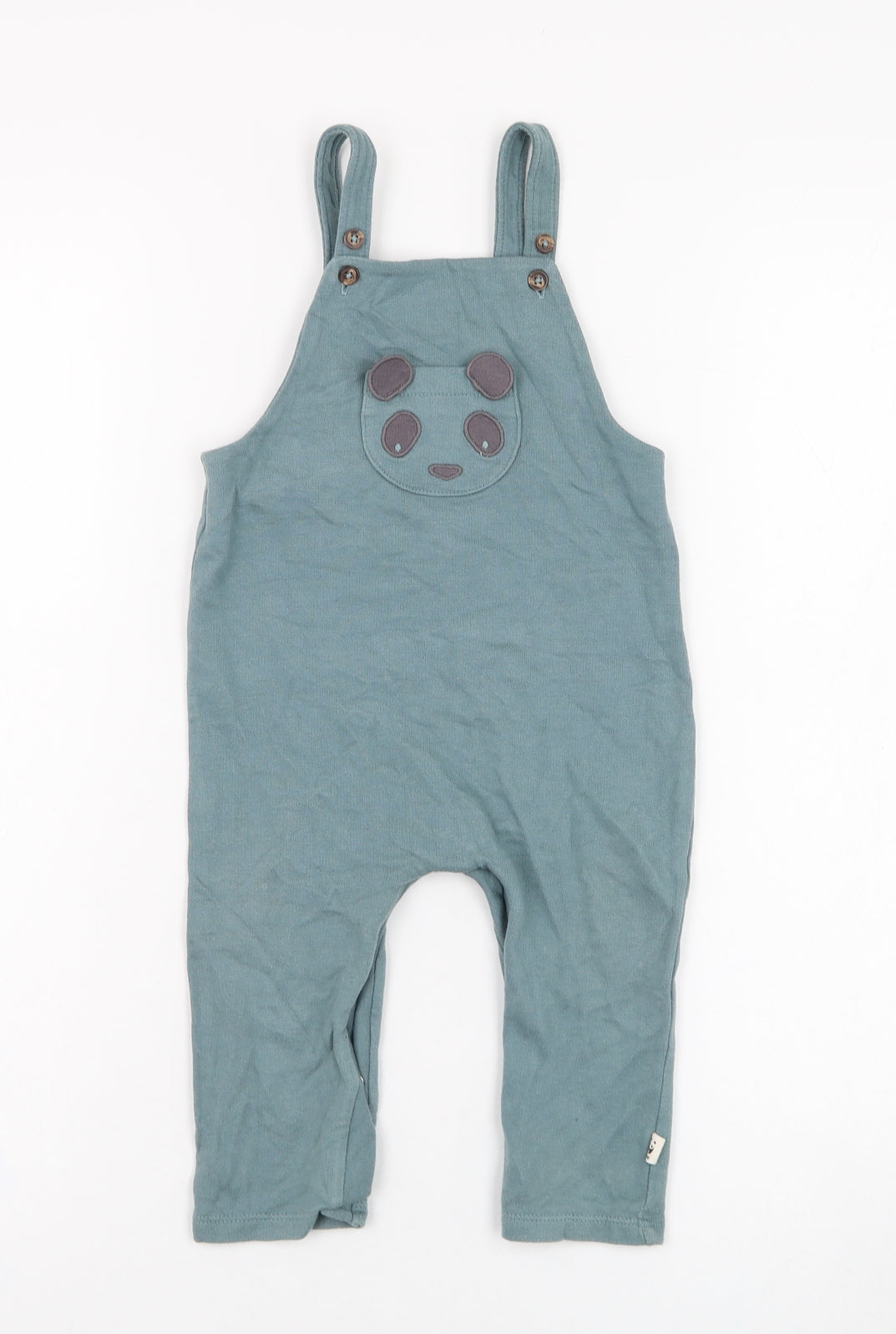 F&F Boys Blue  Cotton Dungaree One-Piece Size 9-12 Months  Button - Panda