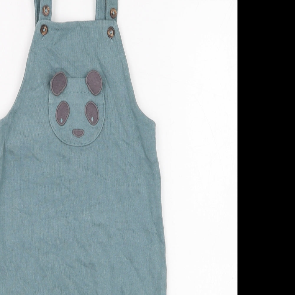 F&F Boys Blue  Cotton Dungaree One-Piece Size 9-12 Months  Button - Panda
