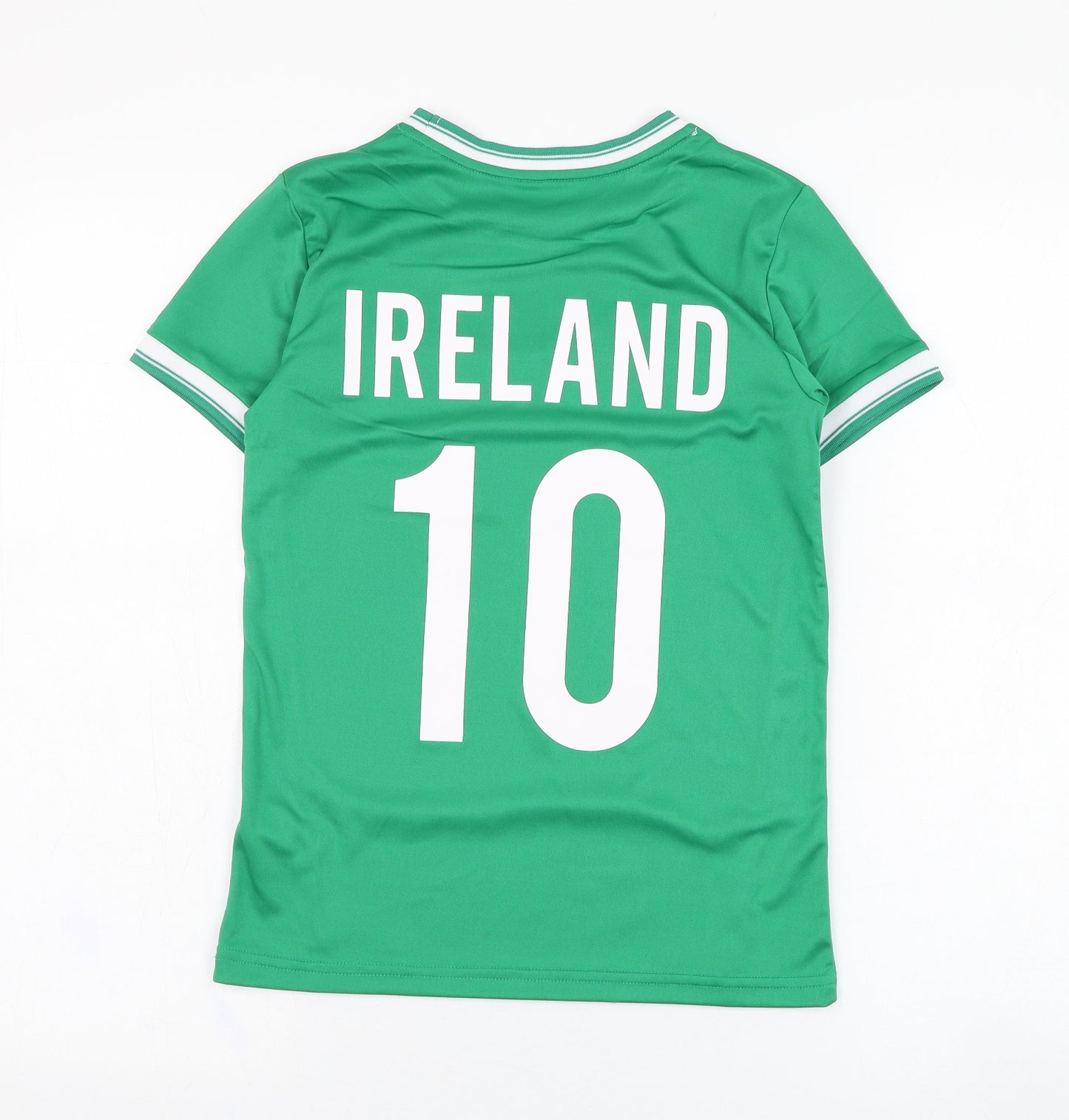Dunnes Stores Boys Green  Polyester Jersey T-Shirt Size 9-10 Years Round Neck Pullover - Ireland Rugby