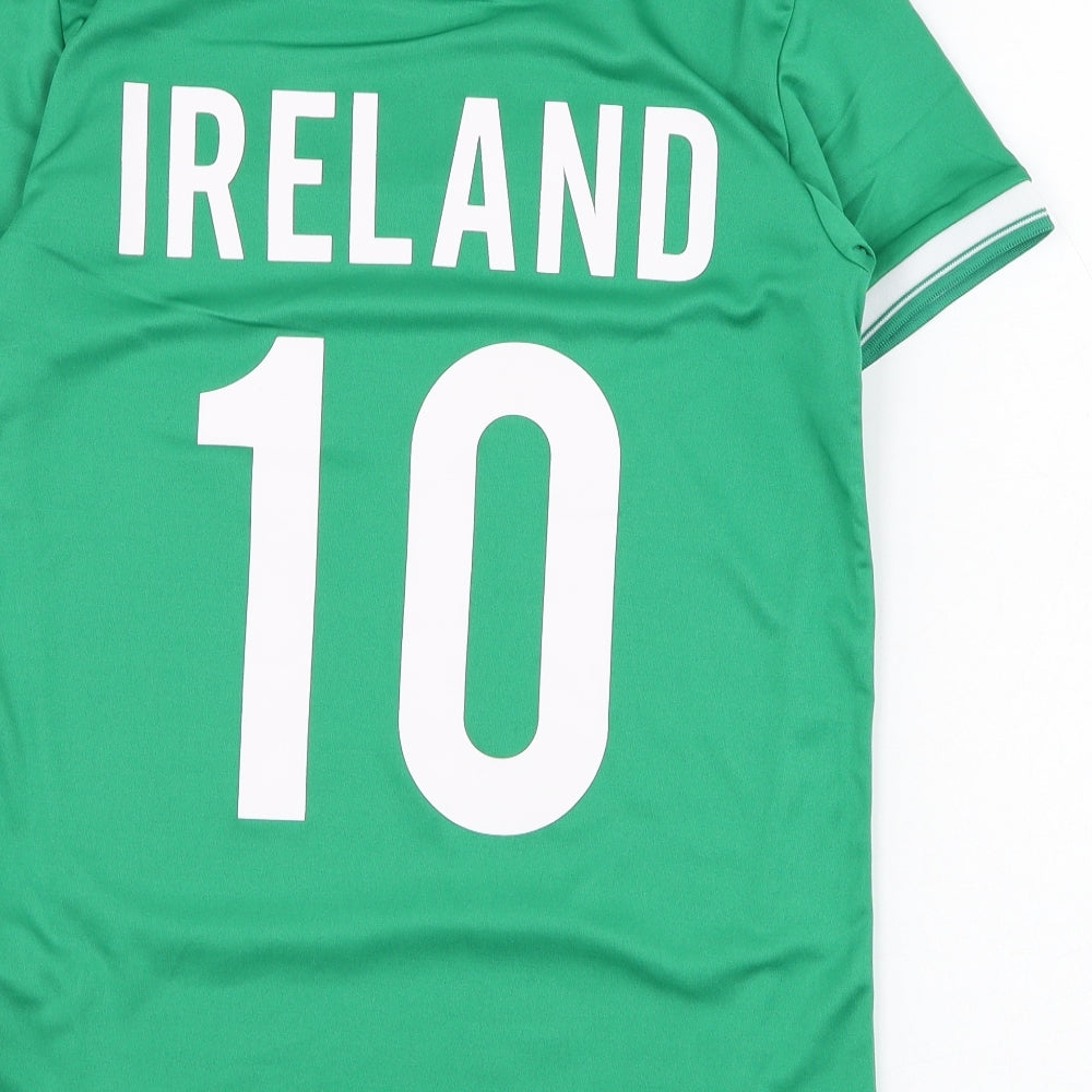Dunnes Stores Boys Green  Polyester Jersey T-Shirt Size 9-10 Years Round Neck Pullover - Ireland Rugby