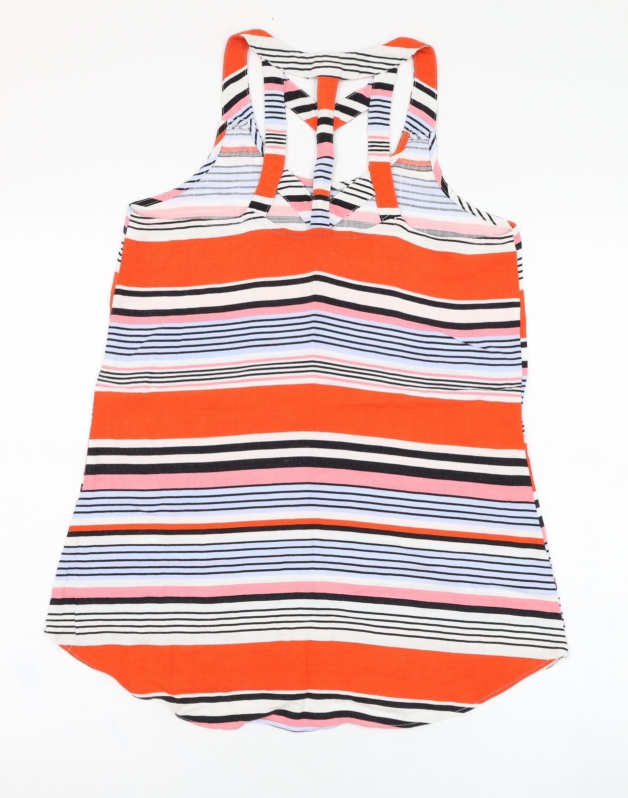 New Look Womens Multicoloured Striped Viscose Basic Tank Size 8 Round Neck
